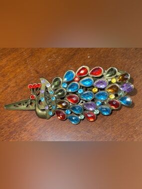 Stunning Vintage Peacock Hair Barrette